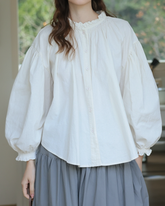 ランタンスリーブフレアブラウス 2026