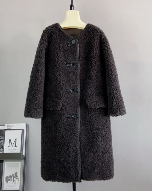 ボタンデザインロングボアコート 2737