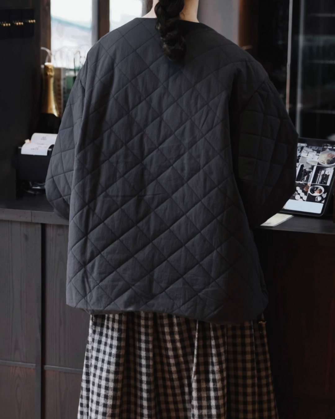 ダイヤステッチフロントボタンプルオーバージャケット 2742