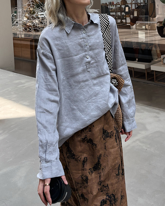 ナチュラルファブリックポロロングシャツ 2720