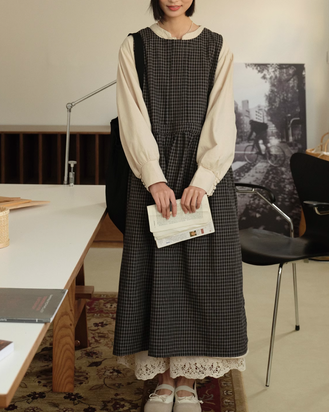 横結びチェック柄ワンピース 1924