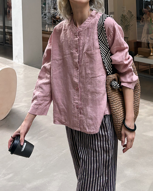 モックネックビッグポケットシャツ 2728