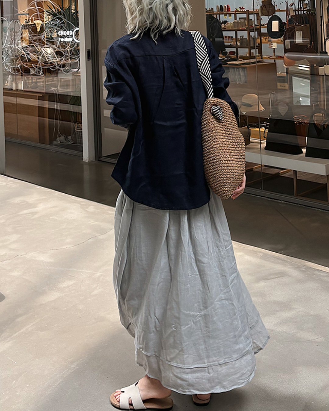 ナチュラルファブリックポロロングシャツ 2720