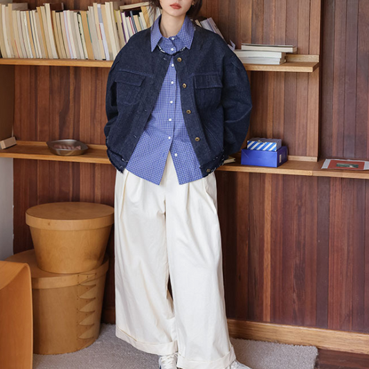 ノーカラーフリンジデニムジャケット 1727