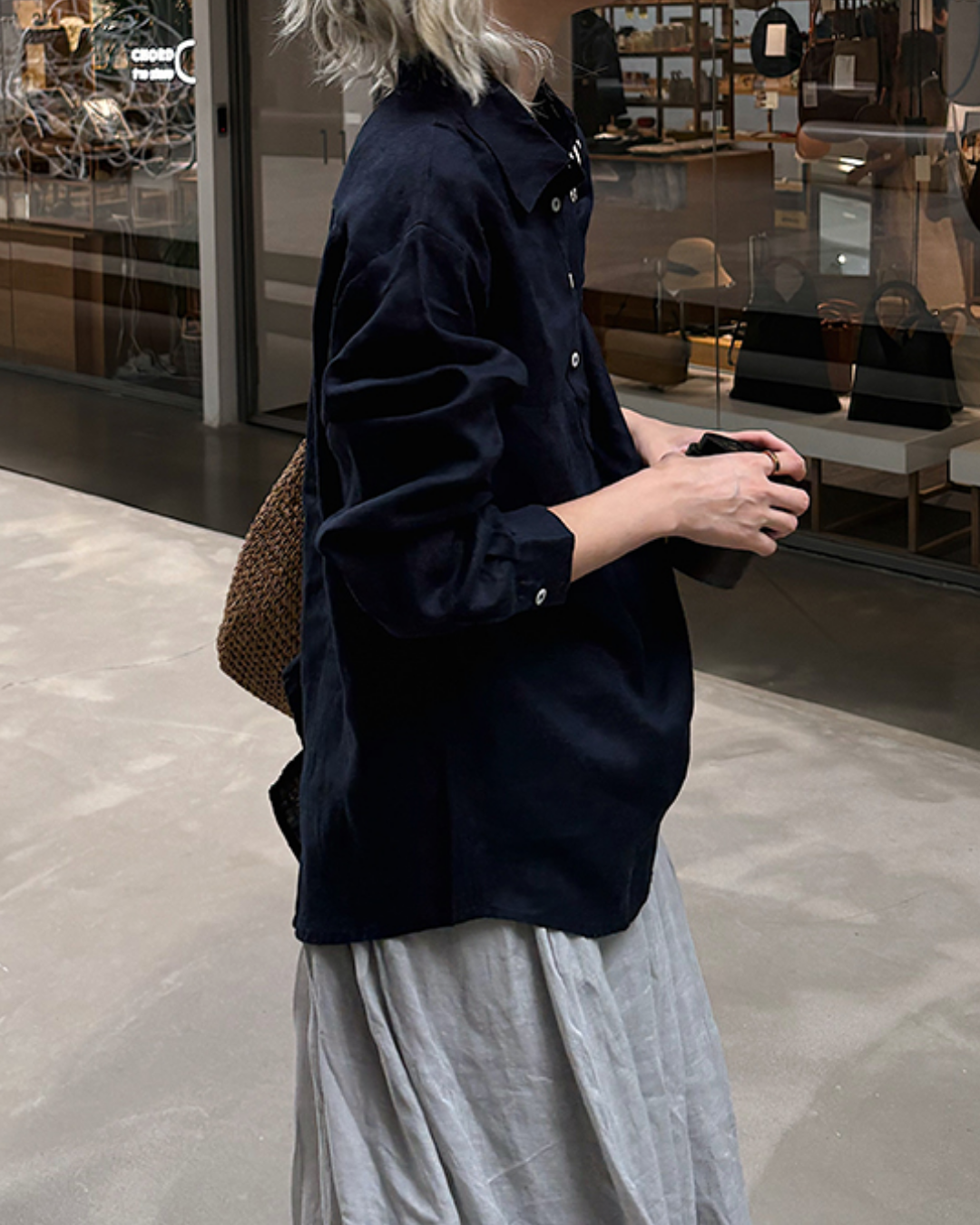 ナチュラルファブリックポロロングシャツ 2720