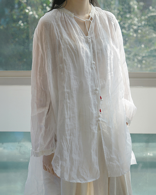 シアーホワイトロングカーディガンブラウス 2666