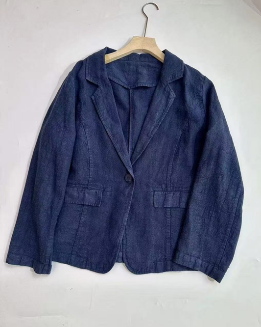 テーラードカラーライトアウターナチュラルファブリックジャケット 2713