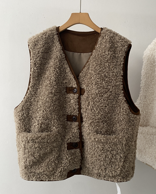 バイカラーパイピングファーベスト 2755