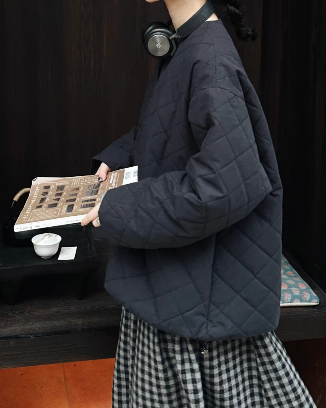 ダイヤステッチフロントボタンプルオーバージャケット 2742