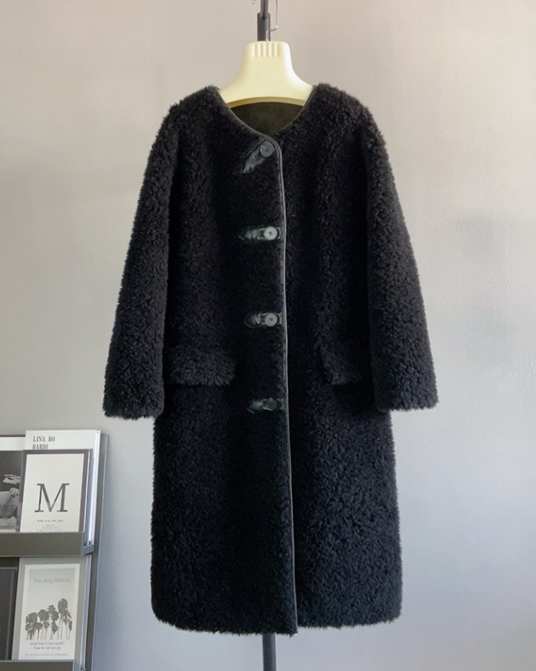 ボタンデザインロングボアコート 2737