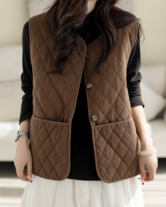 ダイヤチェックビッグポケットキルティングベスト 2787