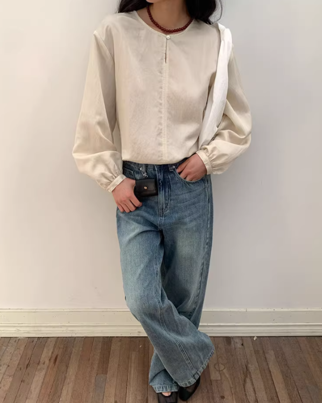 ランタンスリーブバックリボンブラウス 2019