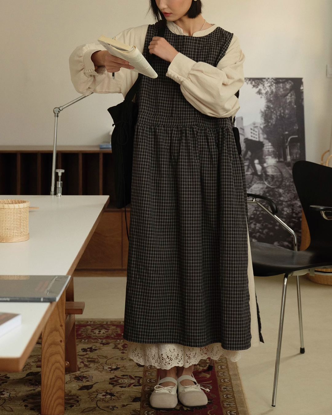 横結びチェック柄ワンピース 1924