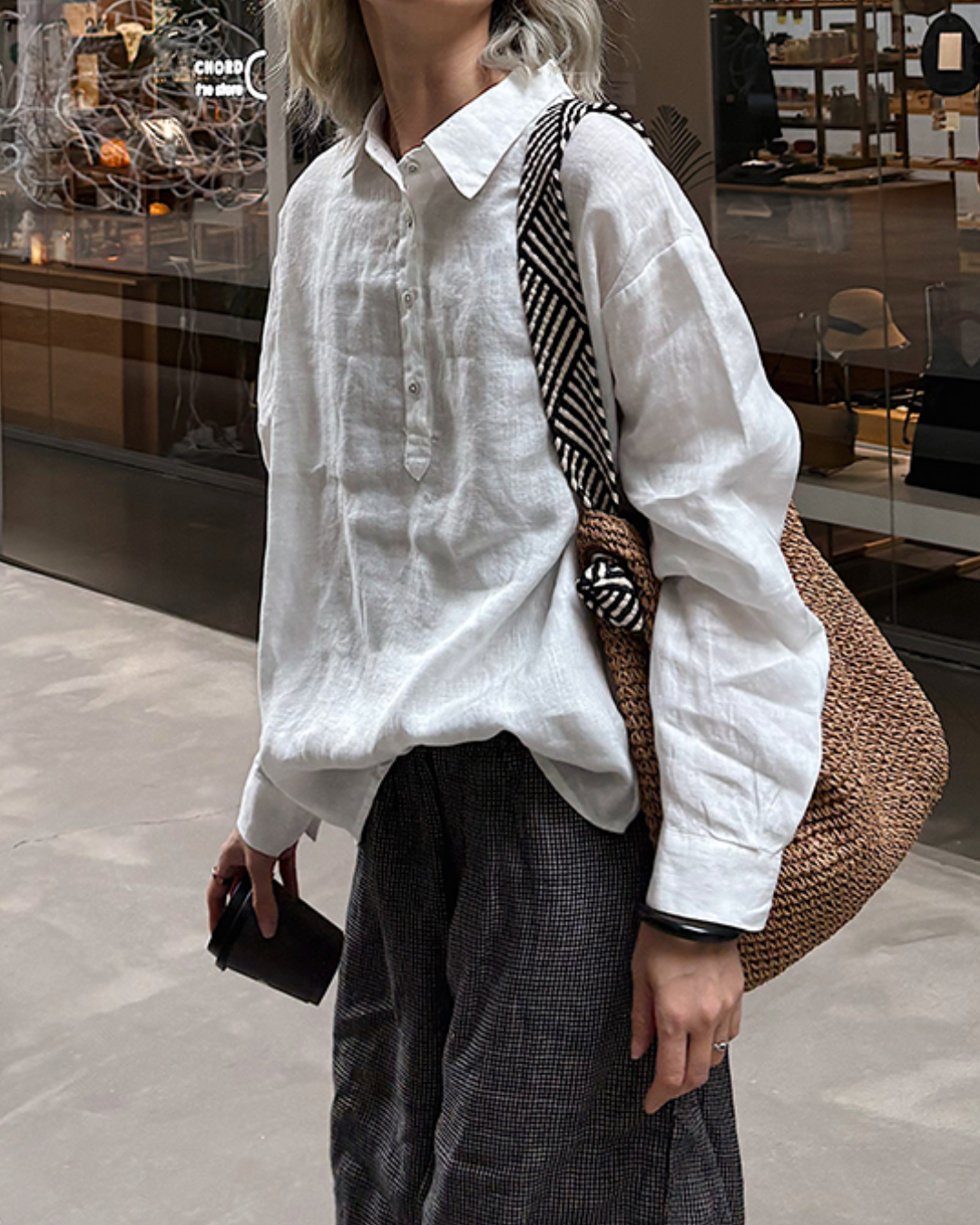 ナチュラルファブリックポロロングシャツ 2720