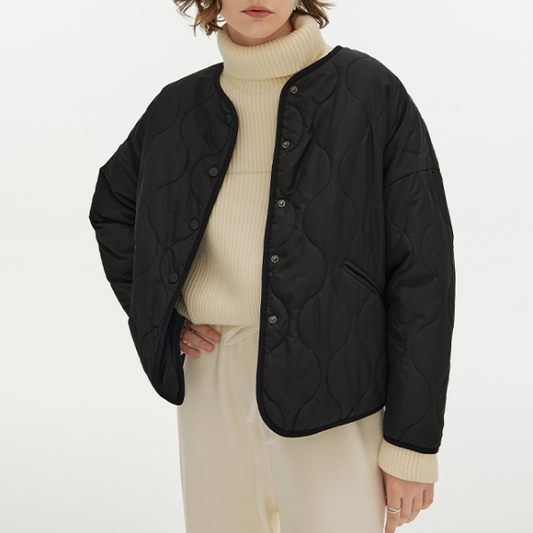 バックロングヘムキルティングコート 1603