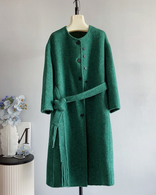 ミニマルデザインウエストマークロングコート 2735