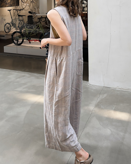 グレンチェックノースリーブオールインワン 2639