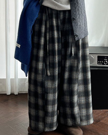 ソフトタッチチェックワイドパンツ 2769