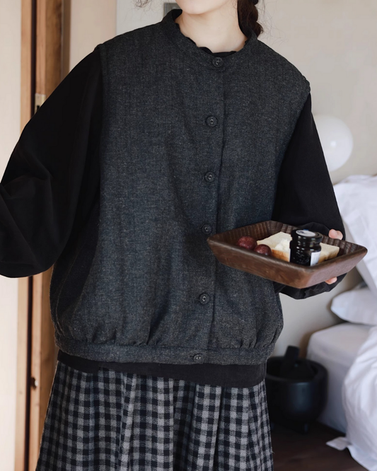 リラックスシルエットノーカラーベスト 2760