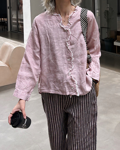 フリンジVネックブラウス 2703