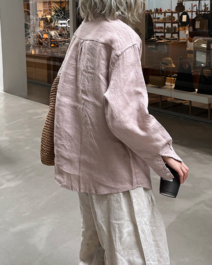 ナチュラルファブリックポロロングシャツ 2720