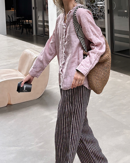 フリンジVネックブラウス 2703