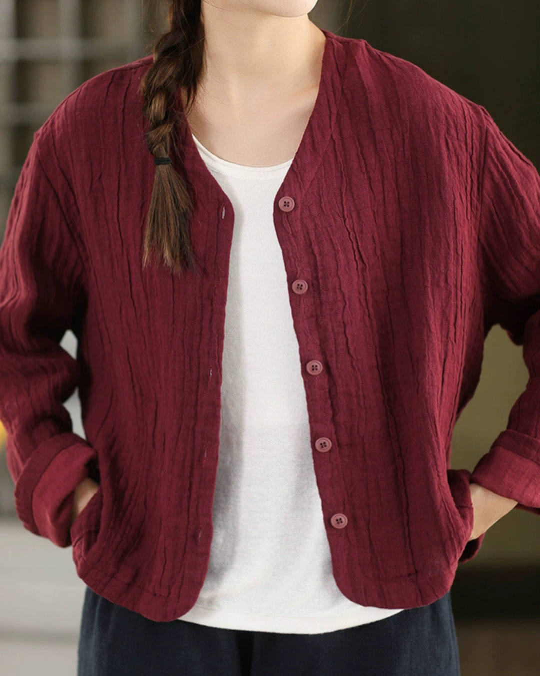 Vネックライトカーディガンジャケット 2780