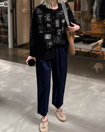アップリケモチーフリラックスブラウス 2819