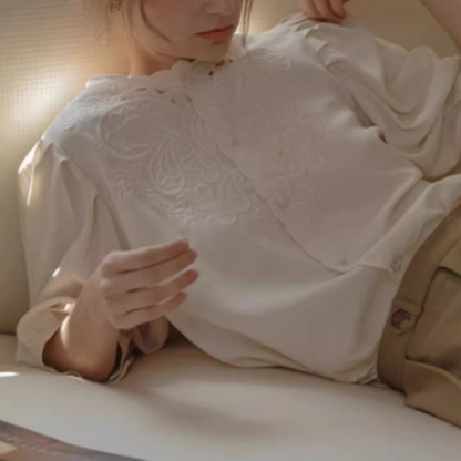 タックレースフレンチブラウス 1127