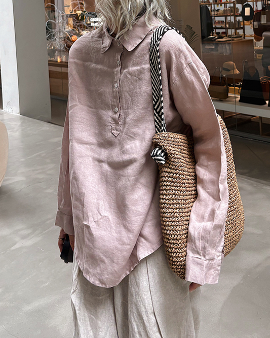 ナチュラルファブリックポロロングシャツ 2720