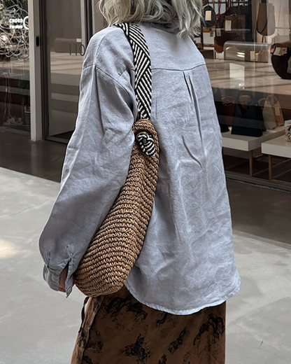 ナチュラルファブリックポロロングシャツ 2720