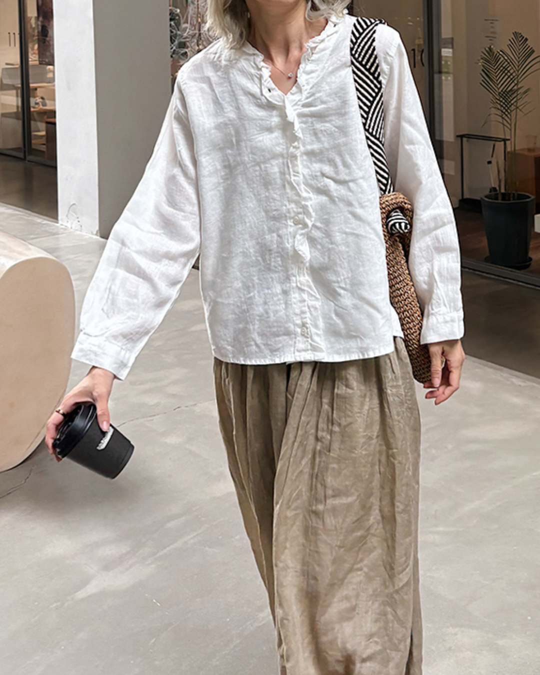 フリンジVネックブラウス 2703