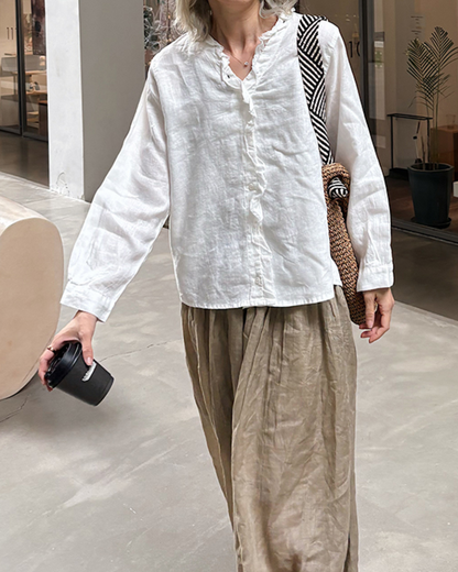 フリンジVネックブラウス 2703