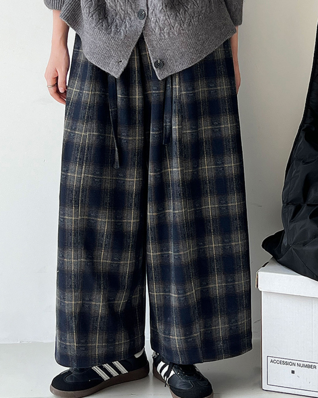 ソフトタッチチェックワイドパンツ 2769
