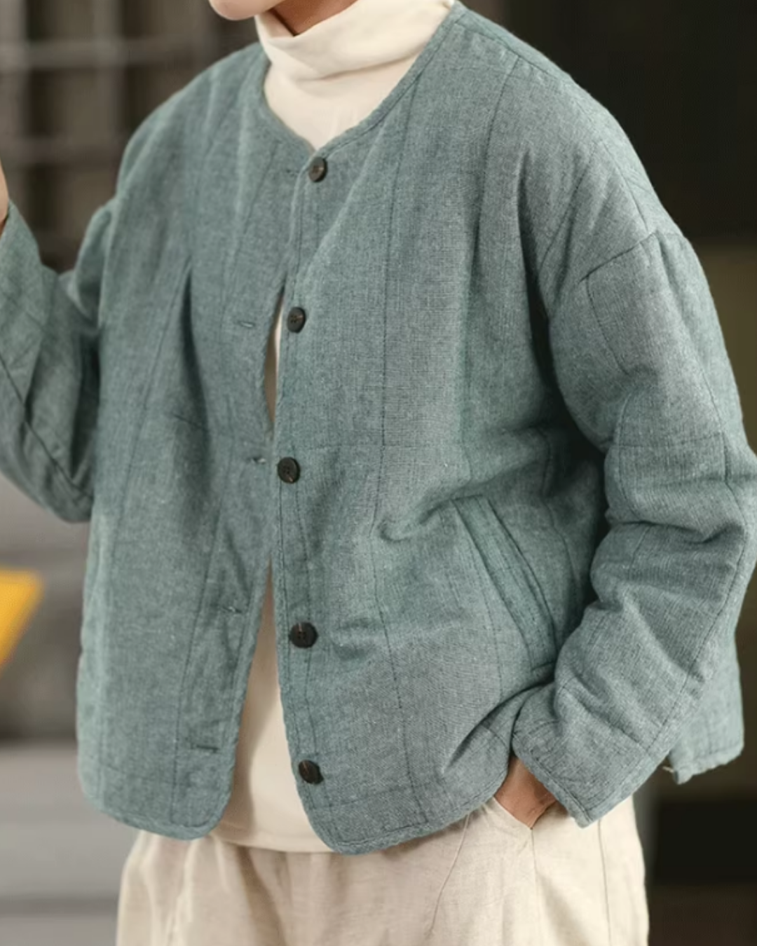 ソフトタッチキルトノーカラーショートジャケット 2772