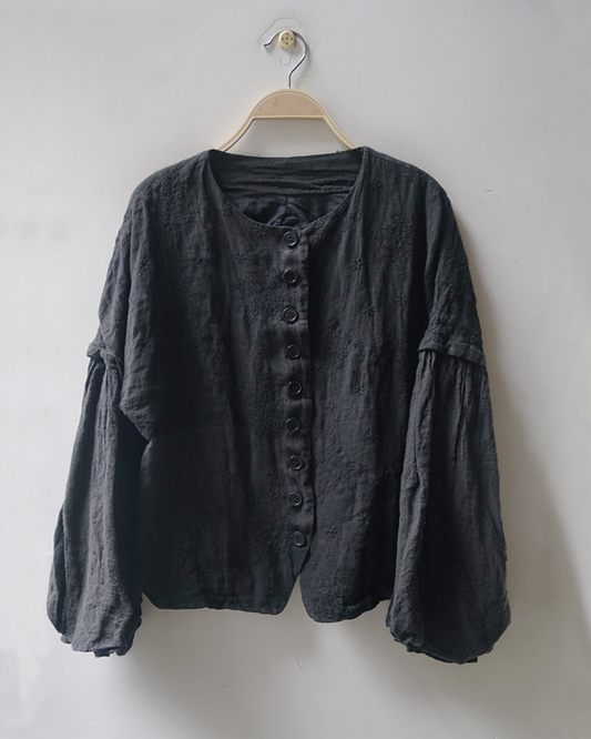 ダブルレイヤーパフスリーブ刺繍ジャケット 2442
