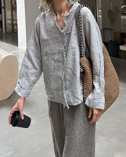 フリンジVネックブラウス 2703