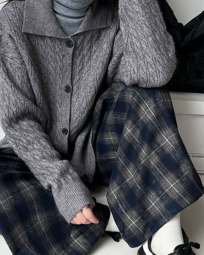 ソフトタッチチェックワイドパンツ 2769