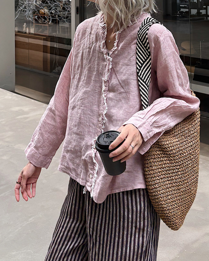 フリンジVネックブラウス 2703