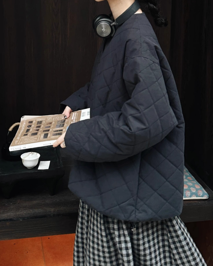 ダイヤステッチフロントボタンプルオーバージャケット 2742