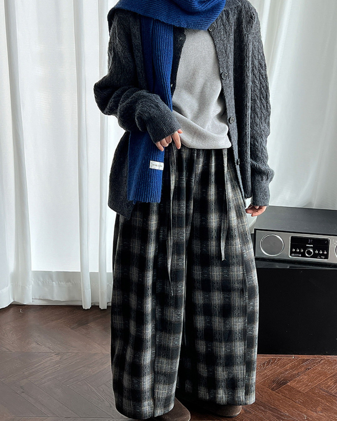 ソフトタッチチェックワイドパンツ 2769