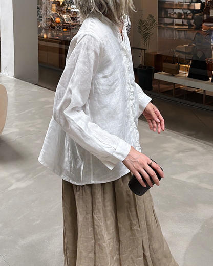 フリンジVネックブラウス 2703