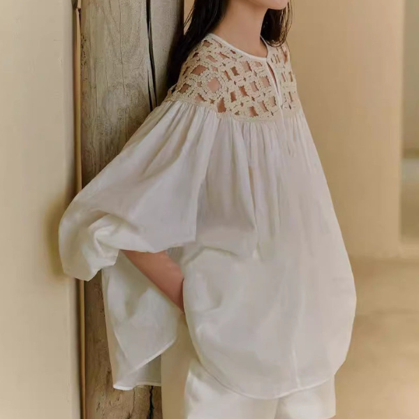 クロシェ風パフスリーブチュニック 1401 – relaloop（リラループ） 