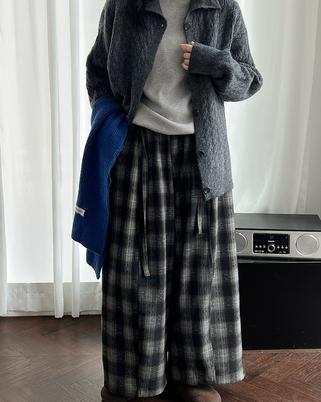 ソフトタッチチェックワイドパンツ 2769