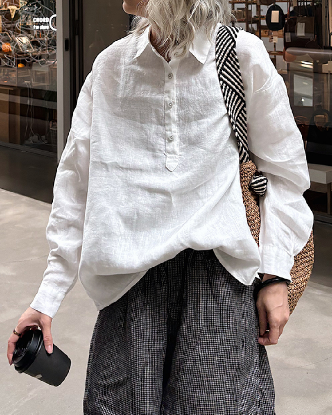 ナチュラルファブリックポロロングシャツ 2720