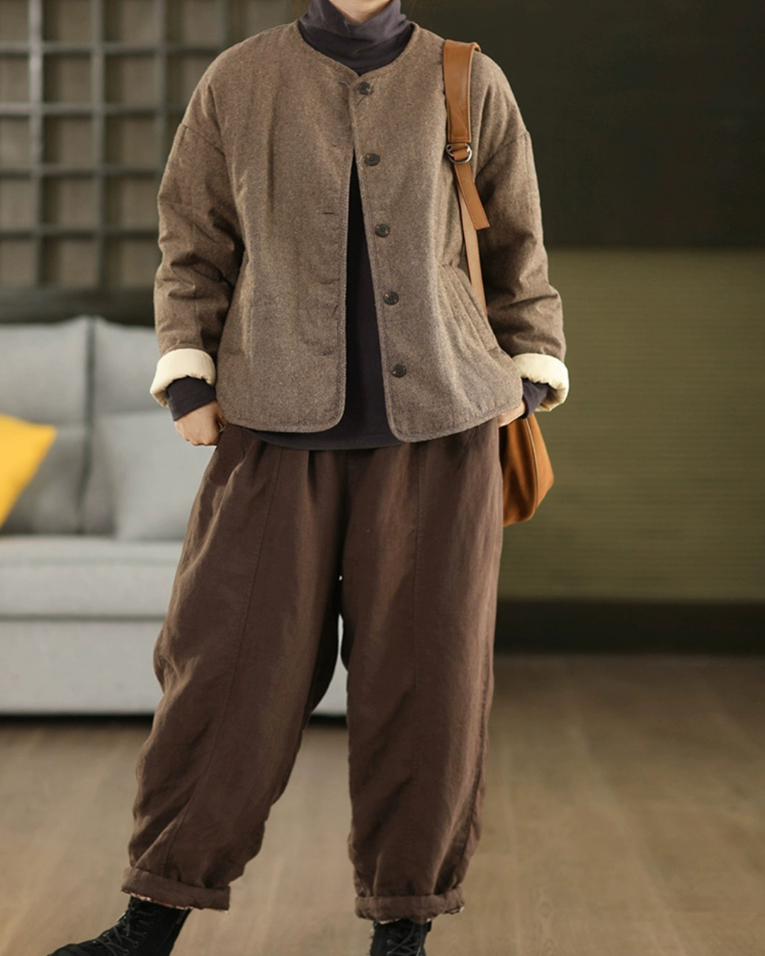 ソフトタッチキルトノーカラーショートジャケット 2772