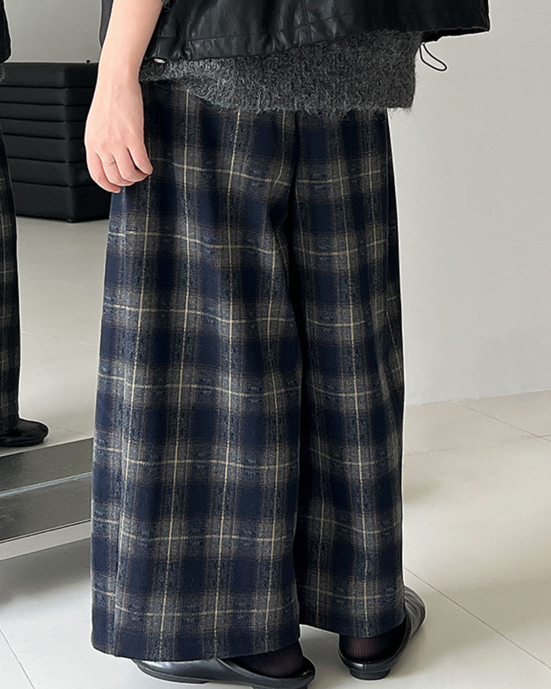 ソフトタッチチェックワイドパンツ 2769