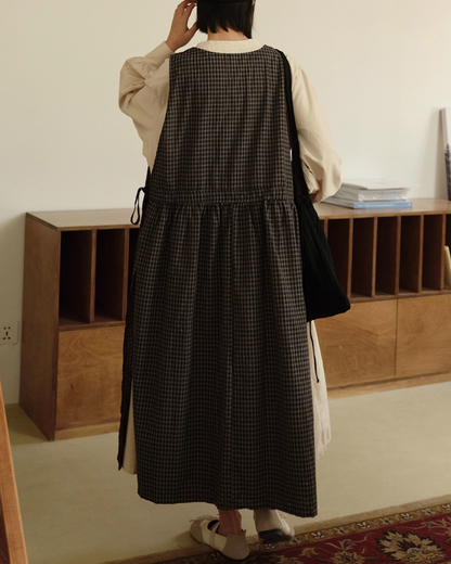 横結びチェック柄ワンピース 1924