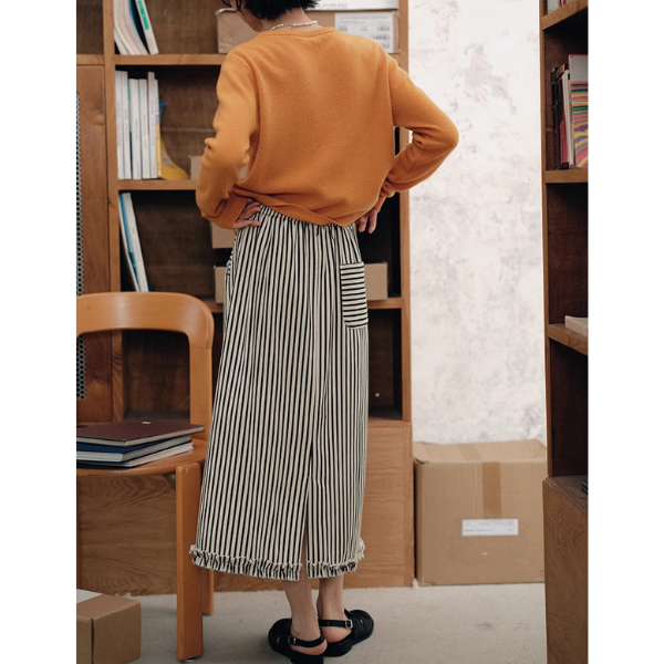 ストライプリーツギャザーフリルスカート 1709