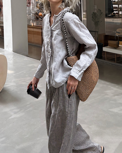 フリンジVネックブラウス 2703